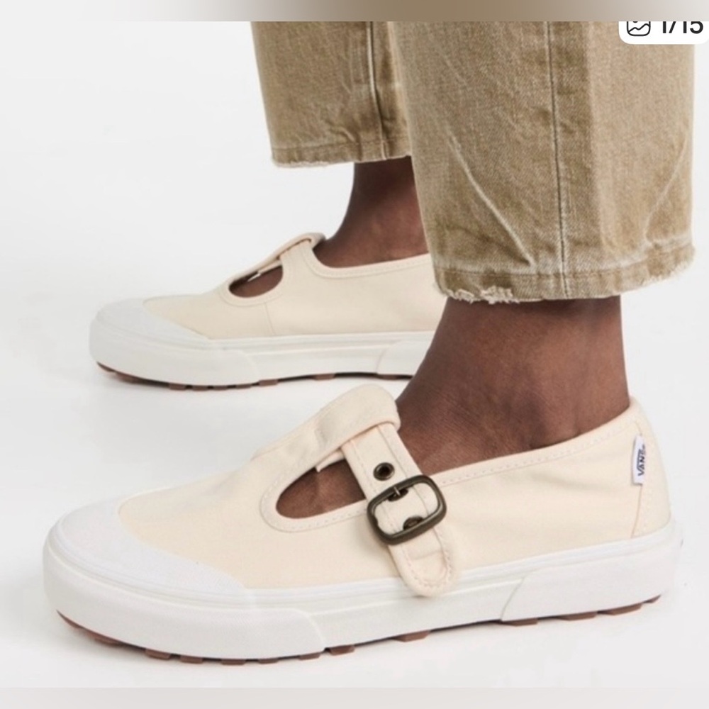 VANS|Beige cream canvas Maryjane sneakers with buckle & rubber sole•••NWOT,boho - Picture 2 of 15